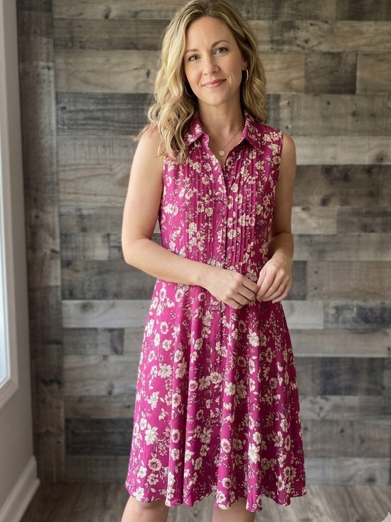 Nanette Lepore Dresses & Skirts - Nanette Lepore Sleeveless Floral Midi Dress in Magenta and Cream